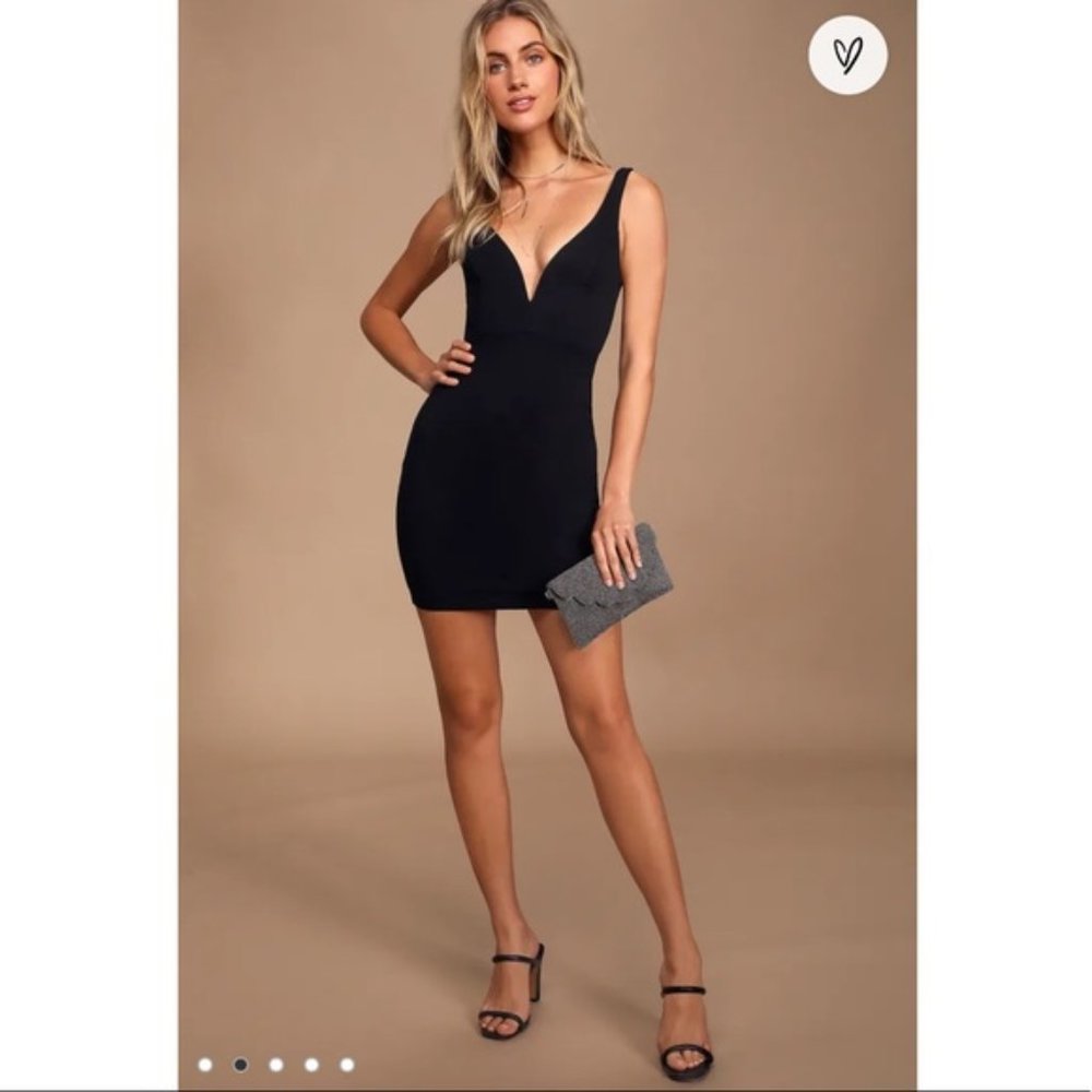 Lulu's Perfect Pick Black Bodycon Mini Dress Med